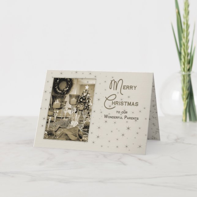 CHRISTMAS -Wonderful Parents - BEAUTIFULLY UNIQUE Holiday Card (Front)