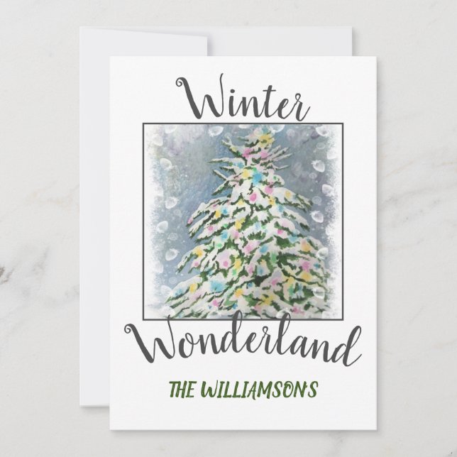 Christmas Wonderland Tree with photo Holiday Card (Front)