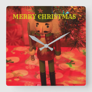 Christmas Wooden Soldier shot closeup Square Clock
