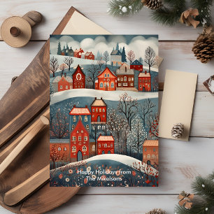 Christmas Woodland Cosy Village Holiday Card