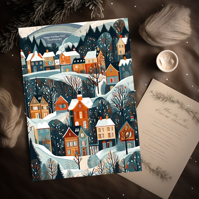 Christmas Woodland  Cosy Village Holiday Card (Creator Uploaded)