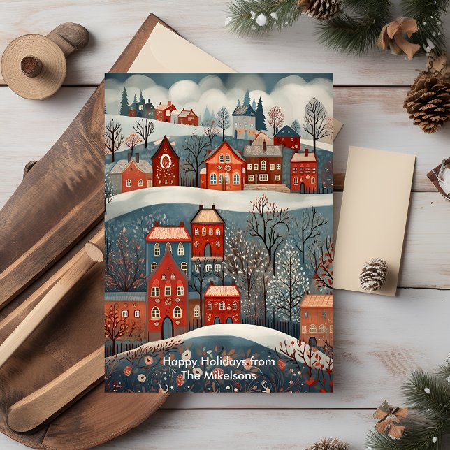 Christmas Woodland  Cosy Village Holiday Card (Creator Uploaded)