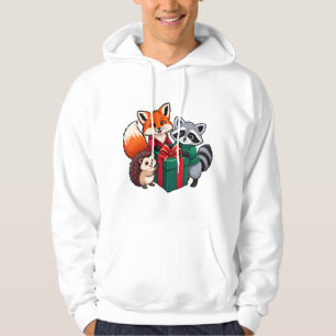 Christmas Woodland Fox Racoon Gift Design Hoodie