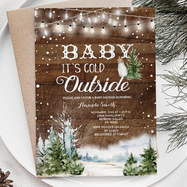 Christmas Woodland It's Cold Outside Baby Shower Invitation (Creator Uploaded)