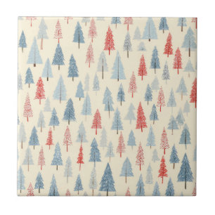 Christmas Woodland Tree Scandinavian Pattern Ceramic Tile