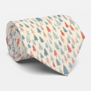Christmas Woodland Tree Scandinavian Pattern Tie