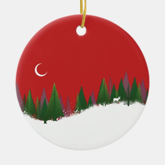 Christmas Woods Scene Circle Ornament (Front)