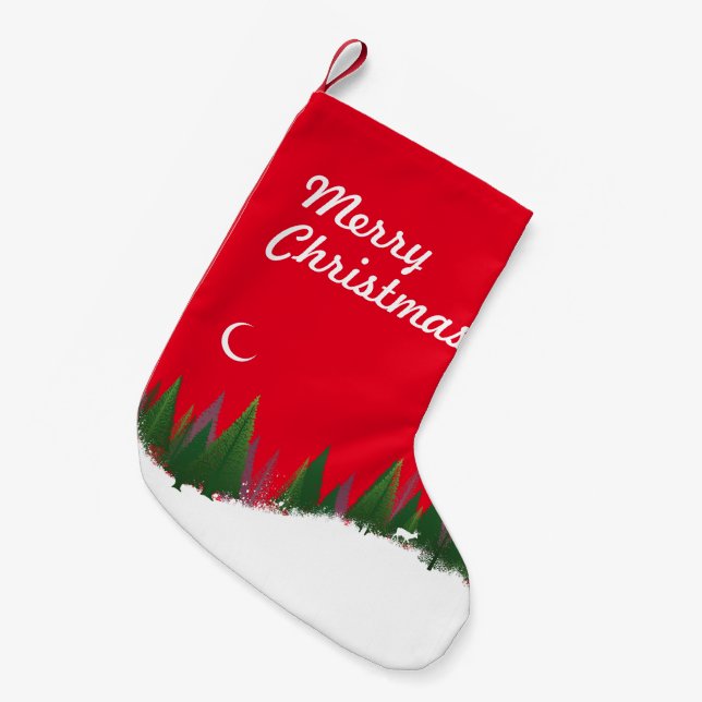 Christmas Woods Scene Stocking (Front (Hanging))