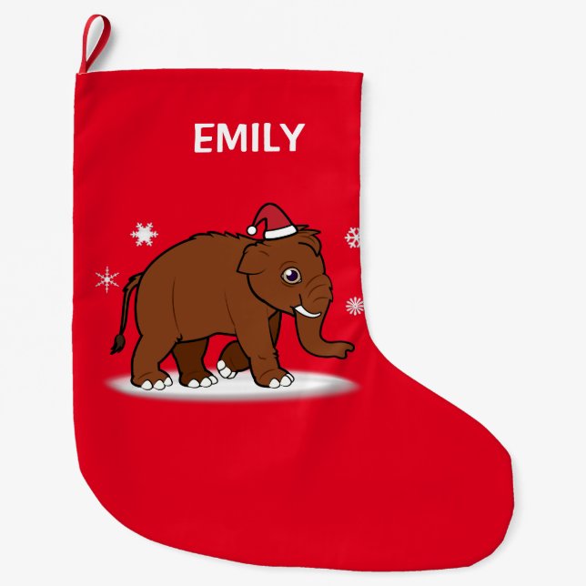 Christmas Wooly Mammoth Customisable 2-Sided Large Christmas Stocking (Front)