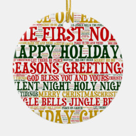 Christmas Word Art Cloud 2-Ceramic Ornament