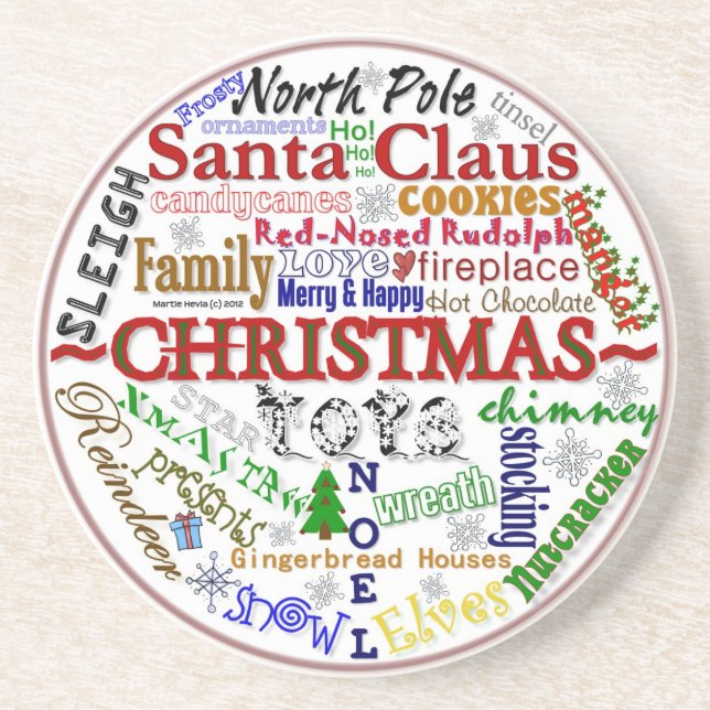 Christmas Word-Art - Coaster (Front)