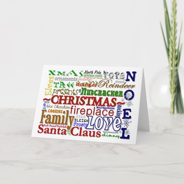Christmas Word-Art - Customisable Card (Front)