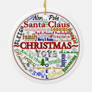 Christmas Word-Art (Personalise w/ Your Photo) Ceramic Ornament