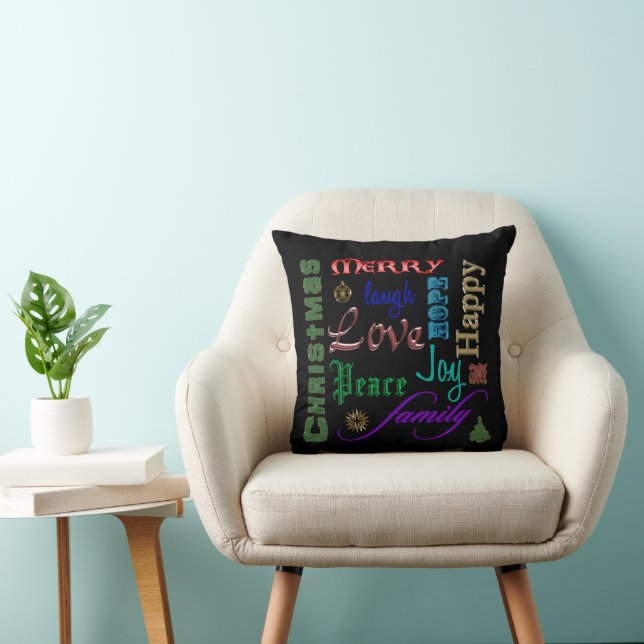 Christmas Word Art Throw Pillow (Chair)