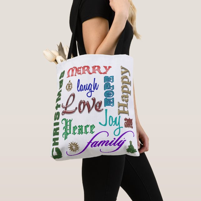 Christmas Word Art Tote Bag (Close Up)