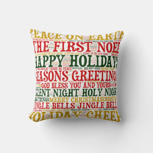 Christmas Word Cloud Pillow, Style 2 Cushion