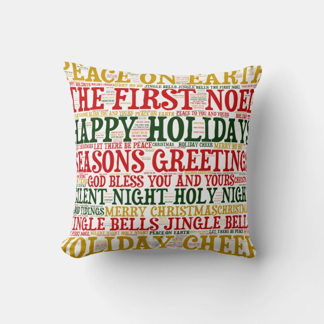 Christmas Word Cloud Pillow, Style 2 Cushion (Front)