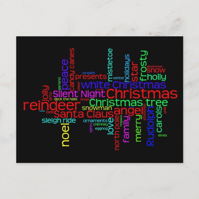 Christmas Word Cloud Postcard (Front)