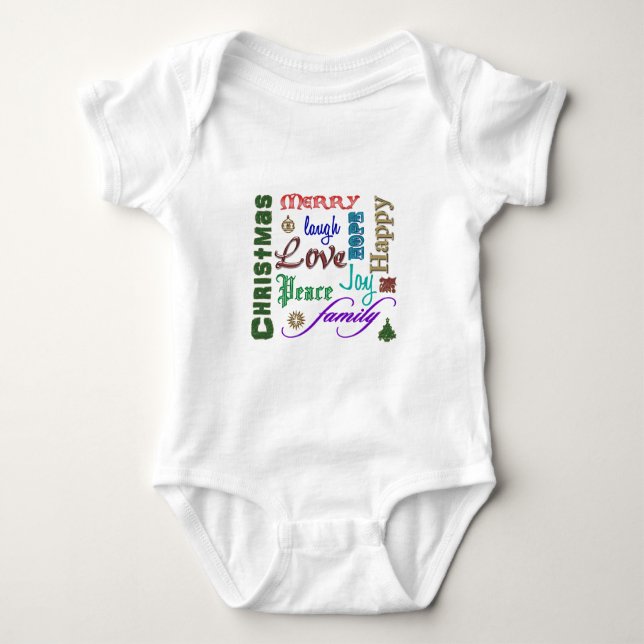 Christmas Word Picture Colour Baby Bodysuit (Front)