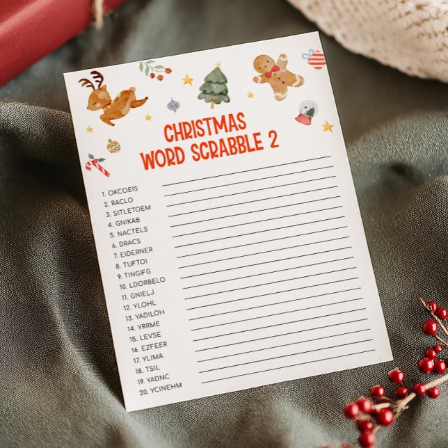 Christmas Word Scrabble Game Holiday Card (Christmas Party Games )