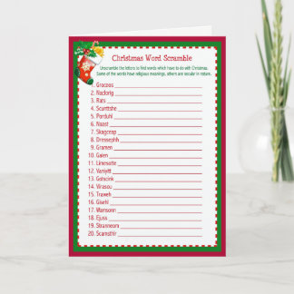 Christmas Word Scramble Holiday Card