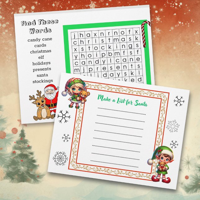 Christmas Word Search and Santa Wish List Activity (Creator Uploaded)