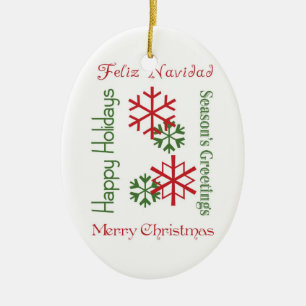 Christmas Words Ceramic Ornament