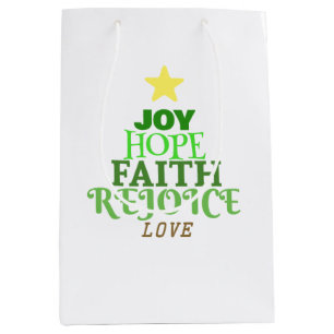 Christmas Words Christmas Tree Medium Gift Bag