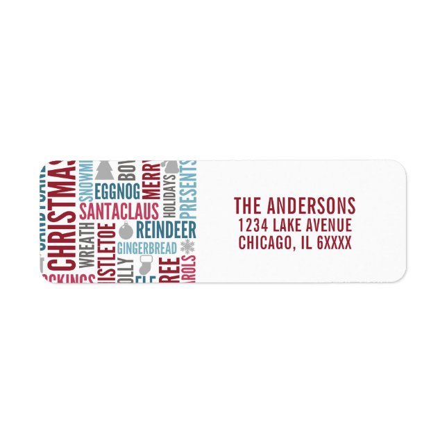 Christmas Words Holiday Address Label Return Address Label (Front)