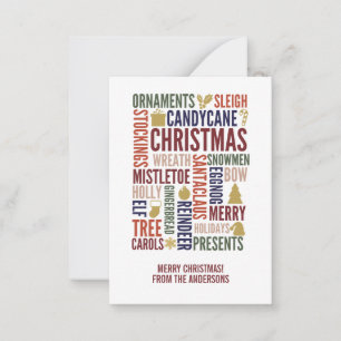 Christmas Words Holiday MIni Note Card