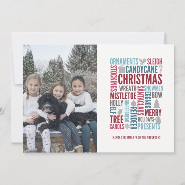 Christmas Words Holiday Photo Card (Front)