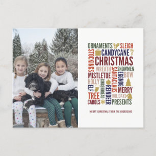 Christmas Words Holiday Photo Postcard