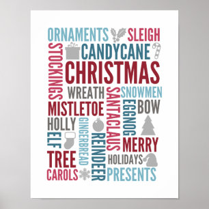Christmas Words Holiday Poster Sign