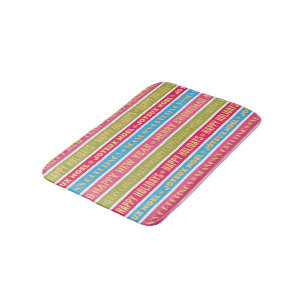 Christmas words on colourful lines bath mat