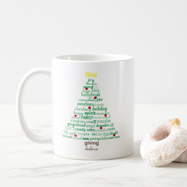 Christmas Words Tree - Mug (With Donut)