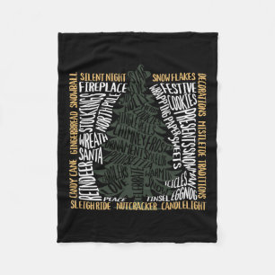 Christmas Words Tree Unique Holiday Design  Fleece Blanket