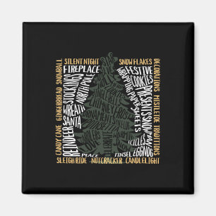 Christmas Words Tree Unique Holiday Design Magnet