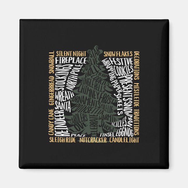 Christmas Words Tree Unique Holiday Design  Magnet (Front)