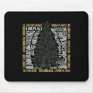 Christmas Words Tree Unique Holiday Design Mouse Pad