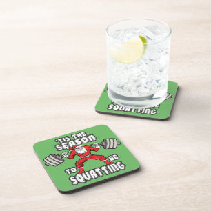 Christmas Workout Humour - Santa Claus Squat Coaster