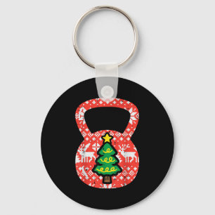 Christmas Workout Kettlebell Xmas Gym Exercise Wom Key Ring