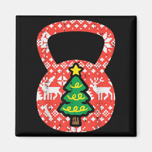 Christmas Workout Kettlebell Xmas Gym Exercise Wom Magnet