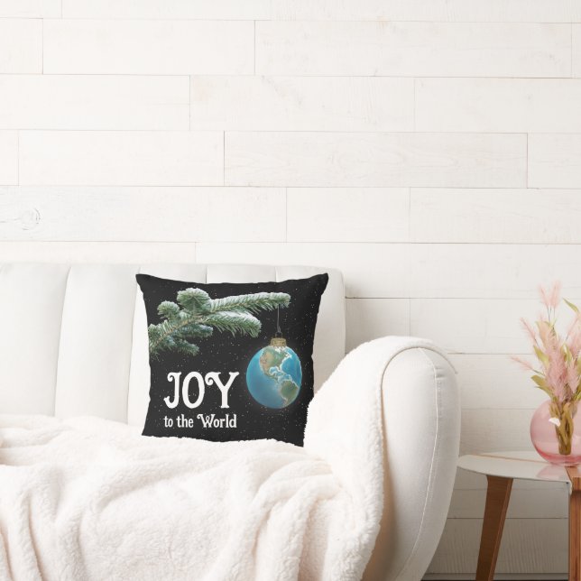 Christmas World Globe Ornament With Stars Cushion (Couch)
