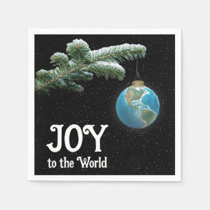 Christmas World Globe Ornament With Stars Napkin