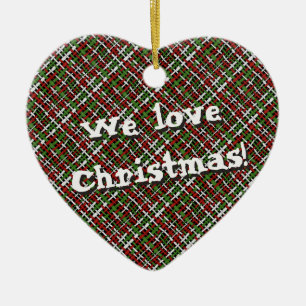 Christmas Woven Colourful Graphical Burlap with Te Ceramic Tree Decoration
