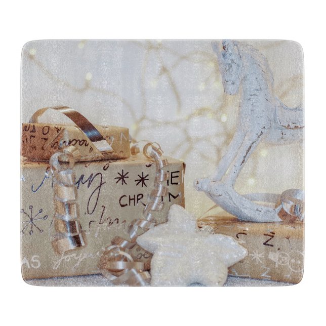 Christmas Wrapped Parcels Cutting Board (Front)