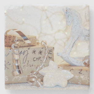 Christmas Wrapped Parcels Stone Coaster