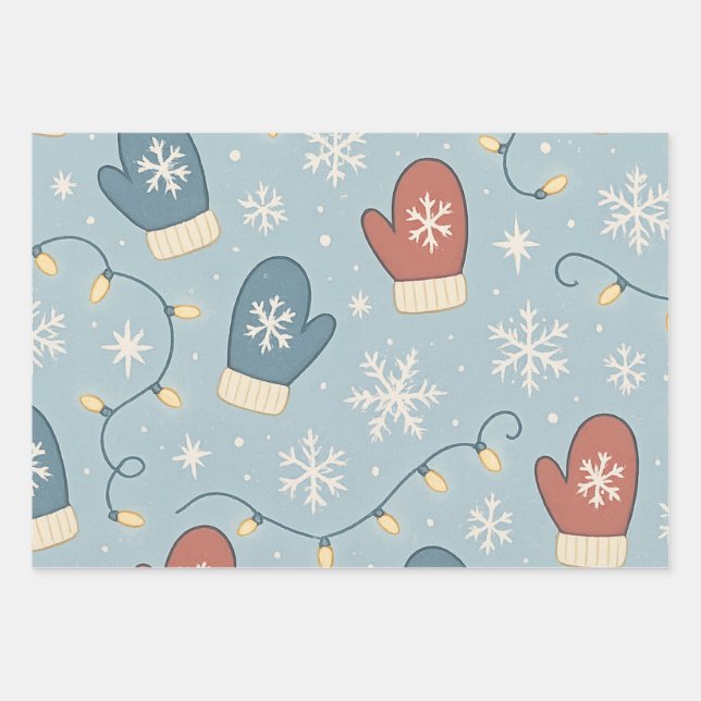 Christmas Wrapping Paper – 3 Flat Sheets | Festive (Front)