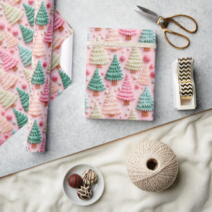 Christmas Wrapping Paper 3D Puffy Kitted Pine Tree