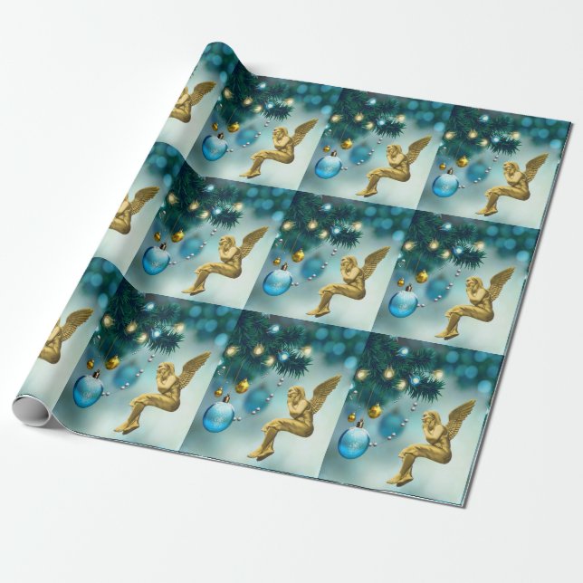 Christmas Wrapping Paper Angel (Unrolled)